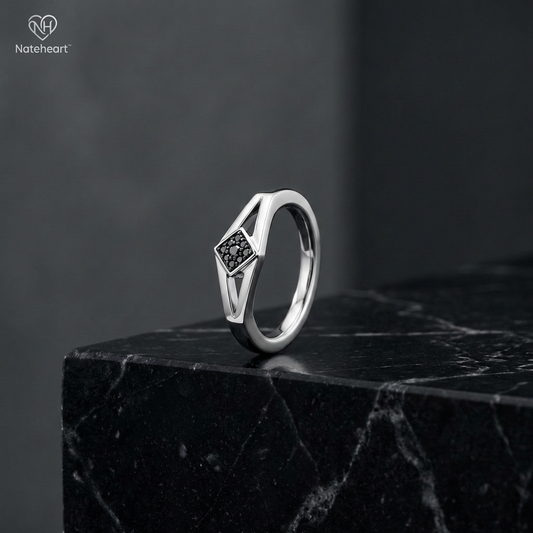 Nateheart™ Obsidian Halo Signet Ring  Strength in form. Mystery in detail.