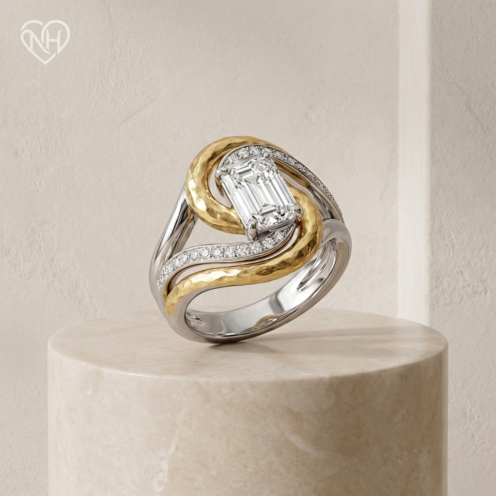 ♡ Nateheart™ Elysian Twist Diamond Ring  Bold curves. Brilliant center. Timeless presence.