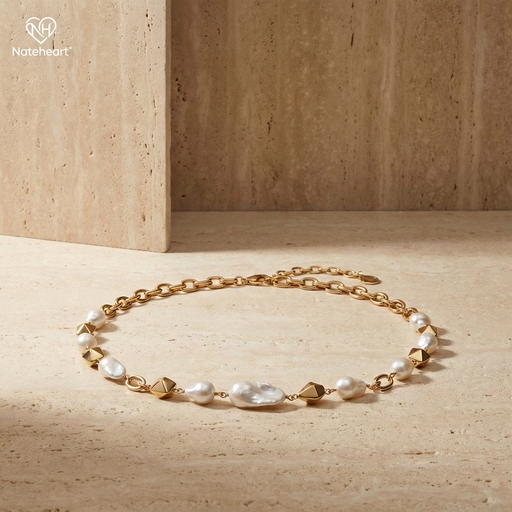 ♡ Nateheart™ Lumière Pearl Chain Necklace  Natural beauty meets modern elegance.
