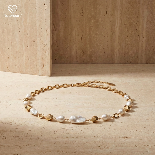 ♡ Nateheart™ Lumière Pearl Chain Necklace  Natural beauty meets modern elegance.